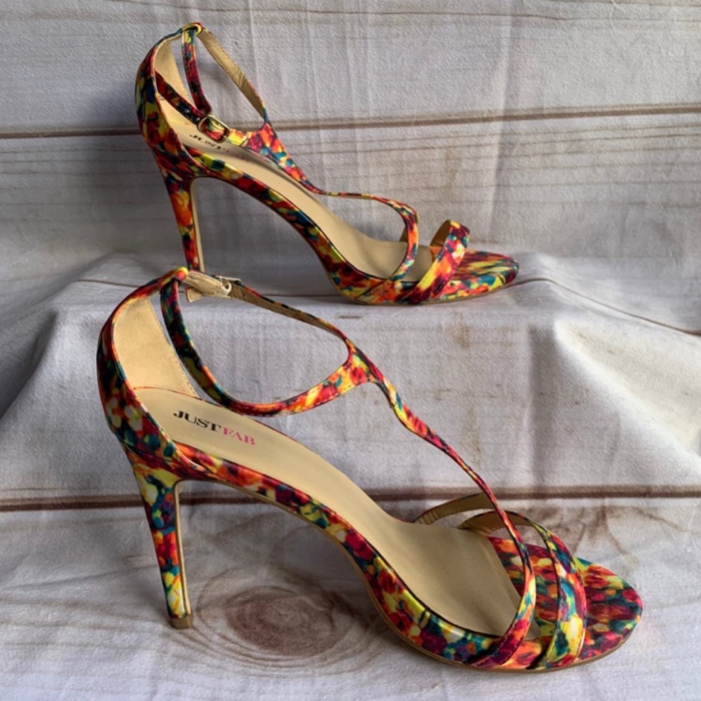 JustFab Colorful Tie Due Heels Size 10